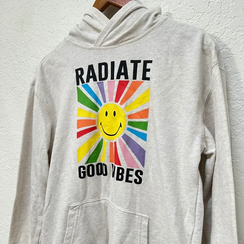 Old Navy x PopSugar Kids Radiate Good Vibes Smiley Face Hoodie Oatmeal XL 14-16